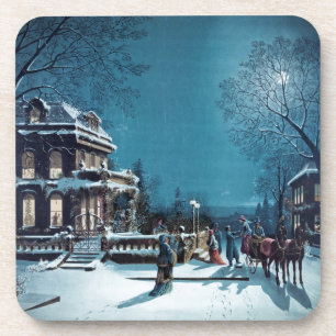 "Christmas Eve" cork coaster