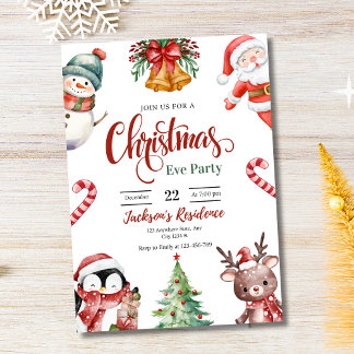 Christmas Eve Dinner Invitation, Christmas party Invitation