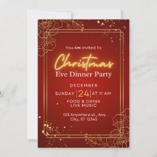 Christmas eve dinner party invitation card 
