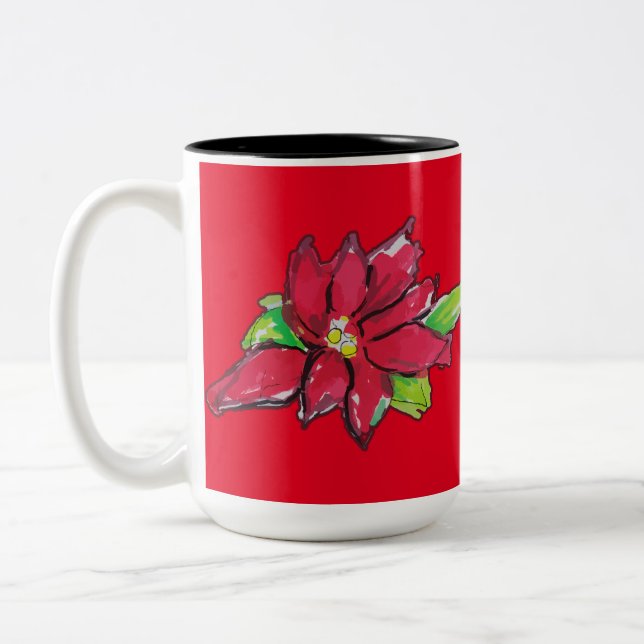 Christmas Eve Flower Two-Tone Coffee Mug (Left)