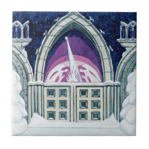 Christmas Eve (Gothic Architecture in Winter) Ceramic Tile
