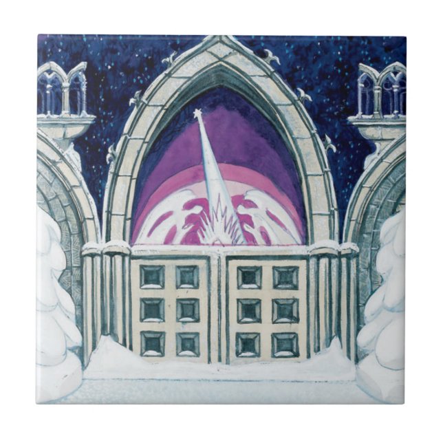 Christmas Eve (Gothic Architecture in Winter) Ceramic Tile (Front)