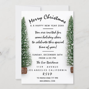 Christmas Eve Holiday Dinner White Green Simply Invitation