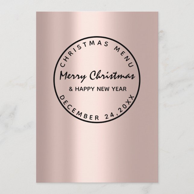 Christmas Eve Holiday Winter Menu Rose Modern (Front)