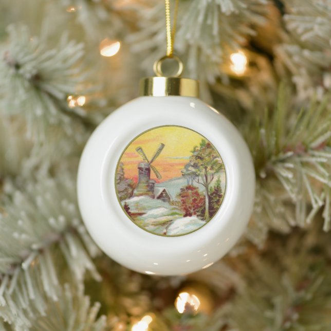 Christmas Eve Holland Sunset Ceramic Ball Christmas Ornament (Tree)