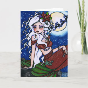 Christmas Eve Mermaid Fantasy Girl Art Card