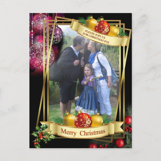 Christmas Eve party Announcement Postcard (Front)