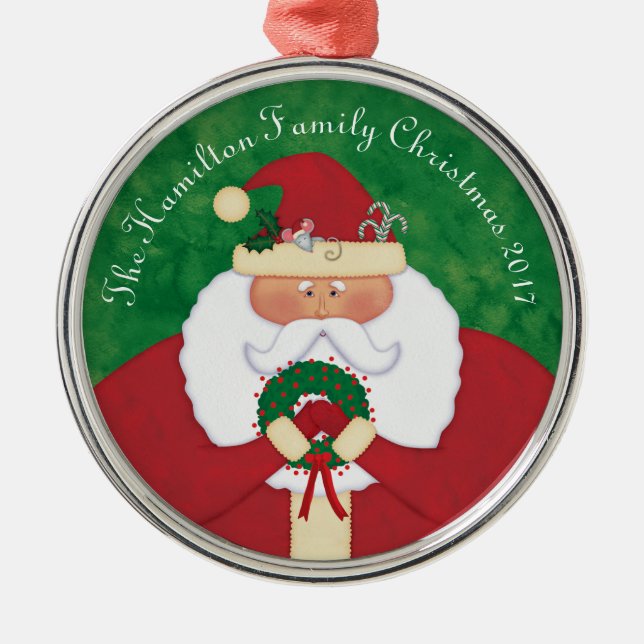 Christmas Eve Santa Personalised Metal Tree Decoration (Front)