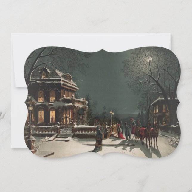 Christmas Eve Sleigh Ride Fancy Cut Christmas Holiday Card (Front)