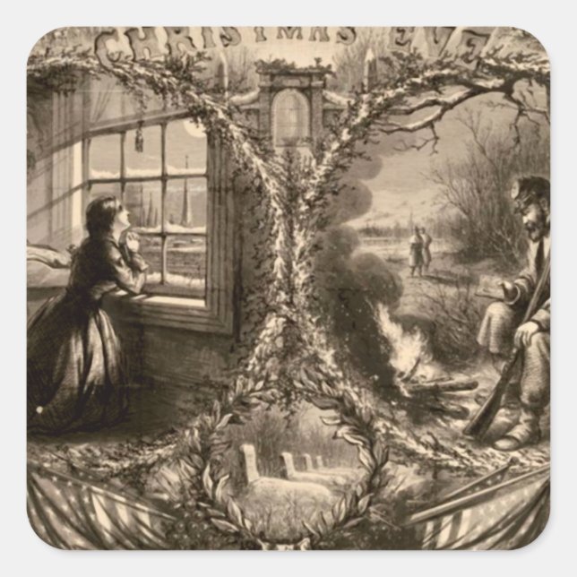 Christmas Eve - Thomas Nast 1863 Square Sticker (Front)