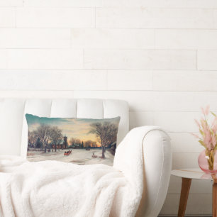 Christmas Eve, vintage illustration Lumbar Cushion