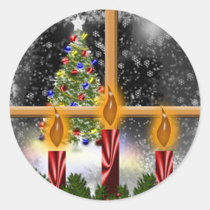 Christmas Eve Window Holiday Season Cards Stickers