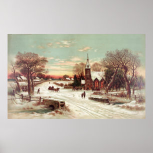 "Christmas Eve Winter Scene" poster/print Poster