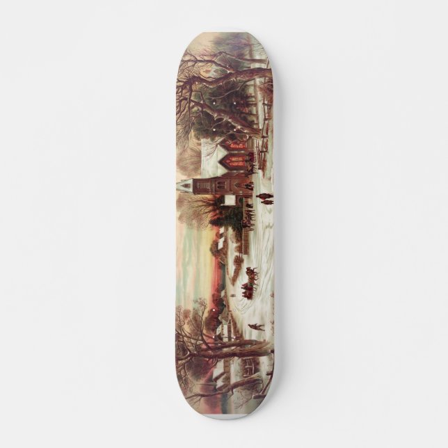 Christmas Eve Winter Scene skateboard (Front)