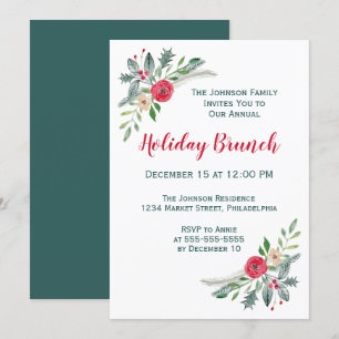 Christmas Event Winter Florals & Holly Invitation