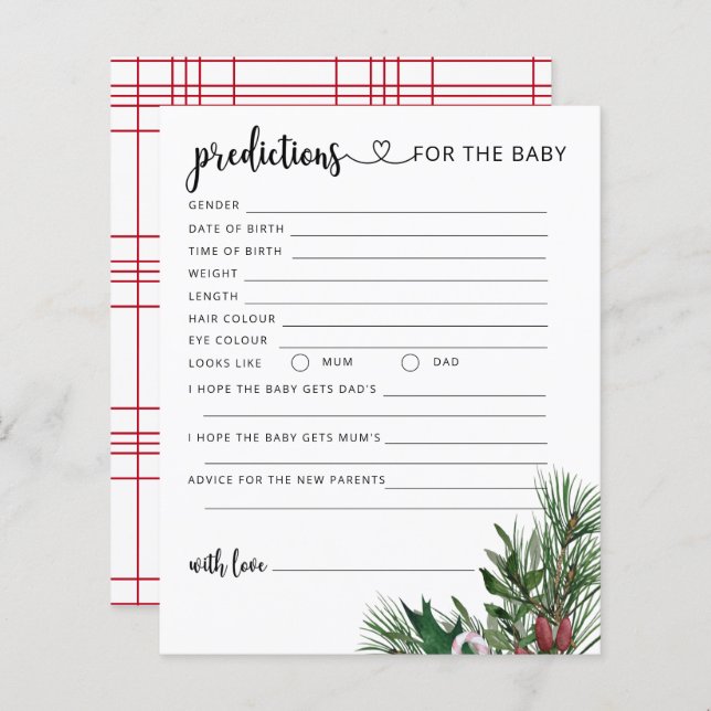 Christmas evergreen baby predictions and advice (Front/Back)