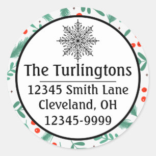 Christmas Evergreen Boughs and Holly Berries Classic Round Sticker