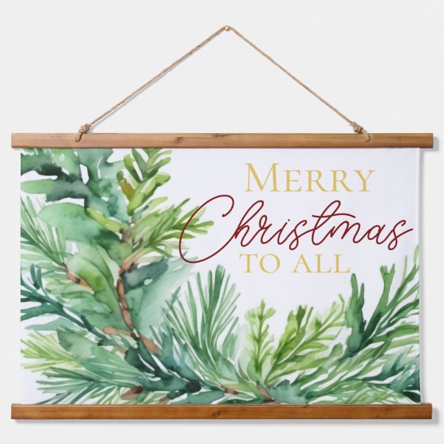 Christmas Evergreen Branch Hanging Tapestry (Front)