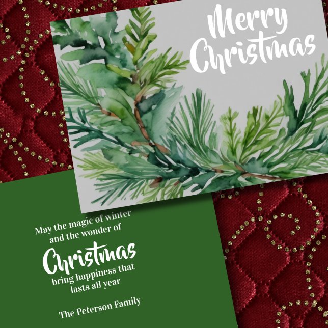 Christmas Evergreen Branch Holiday Card (Creator Uploaded)