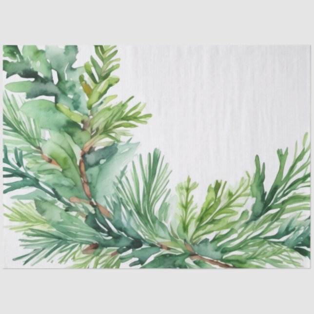 Christmas Evergreen Branch Tissue Paper (Front)