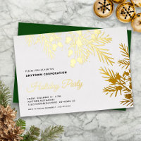 Christmas Evergreen Gold Foil Office Holiday Party