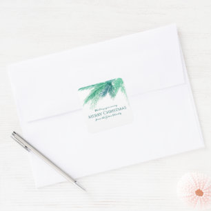 Christmas evergreen pine foliage custom square sticker