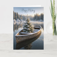 Christmas Evergreen Tree in Rustic Rowboat