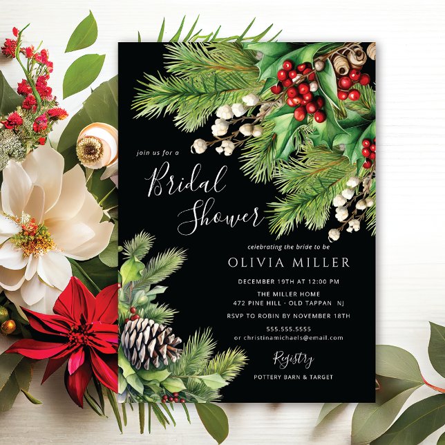 Christmas Evergreens Bridal Shower  Invitation (Creator Uploaded)
