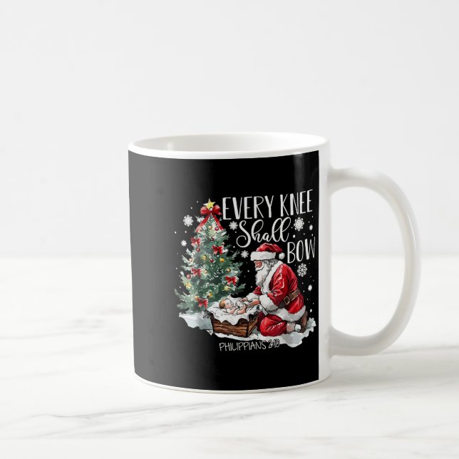 Christmas Every Knee Shall Bow Santa Nativity Scen Coffee Mug (Right)