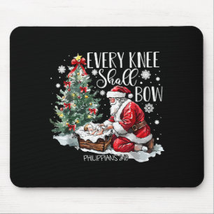 Christmas Every Knee Shall Bow Santa Nativity Scen Mouse Pad
