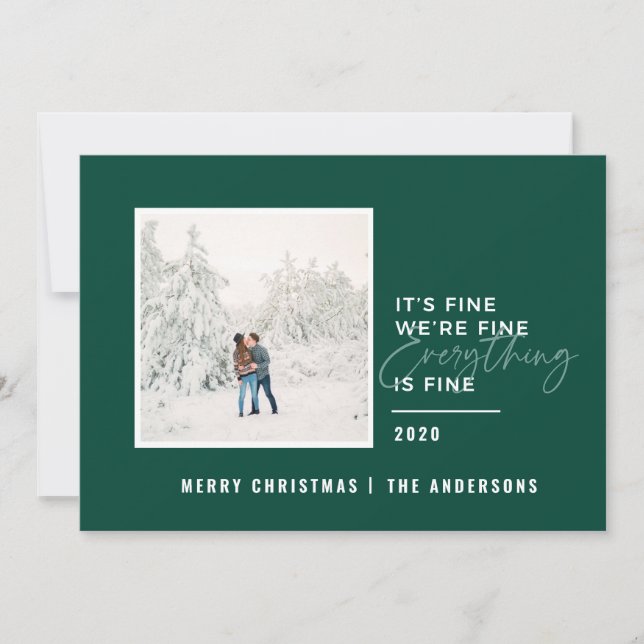 christmas everything is fine typography photo holiday card (Front)