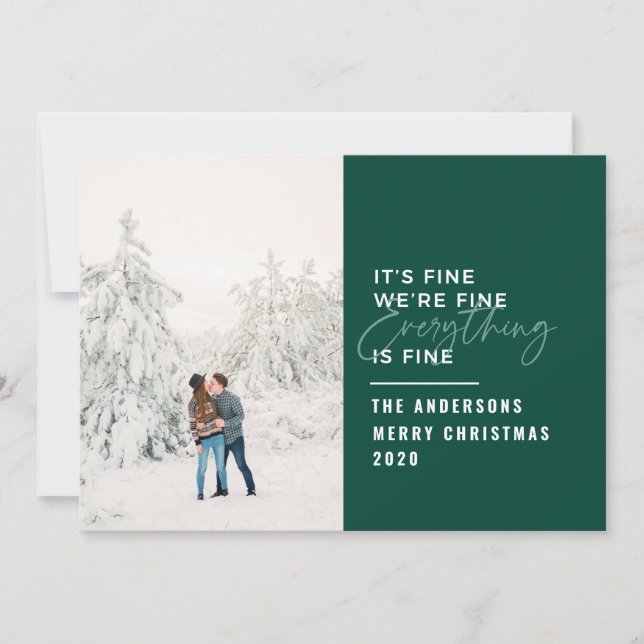 christmas everything is fine typography photo holiday card (Front)