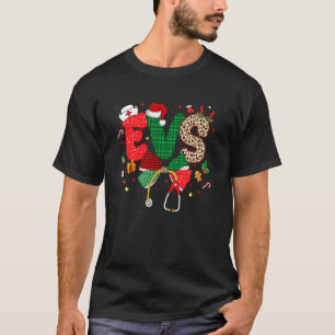 Christmas EVS Coquette Bow Stethoscope Nursing Xma T-Shirt