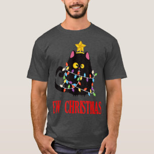Christmas ew cat black light funny Pyjamas Family T-Shirt