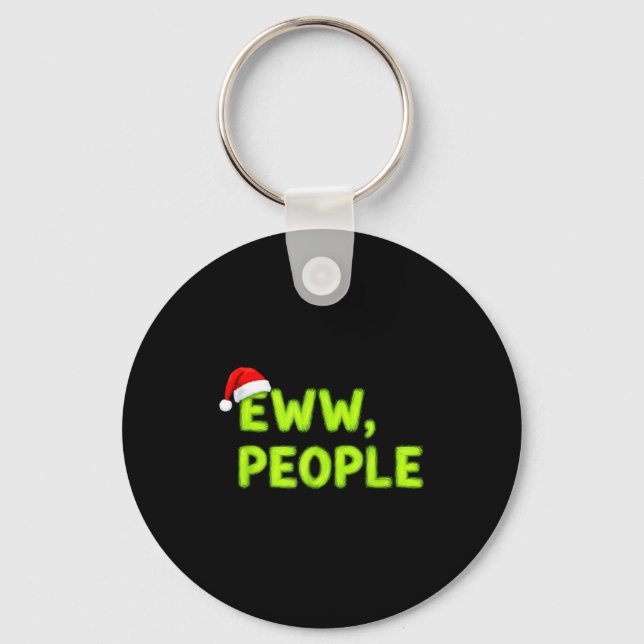 Christmas Eww, People Funny Sarcastic Santa Hat Xm Key Ring (Front)