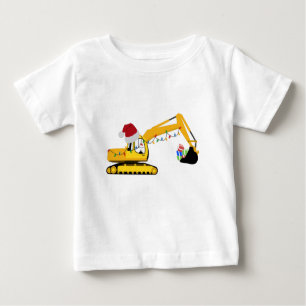 Christmas Excavator Construction Truck Baby T-Shirt