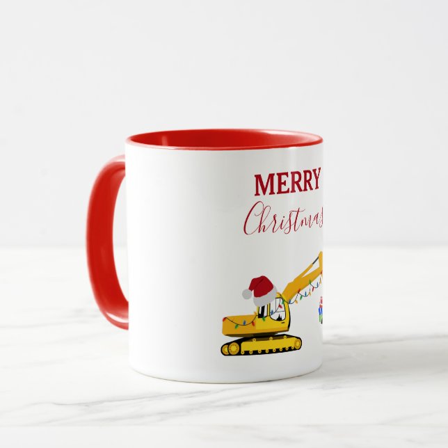 Christmas Excavator Construction Truck  Mug (Front Left)