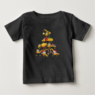 Christmas Excavator Construction Truck Tree Baby T-Shirt