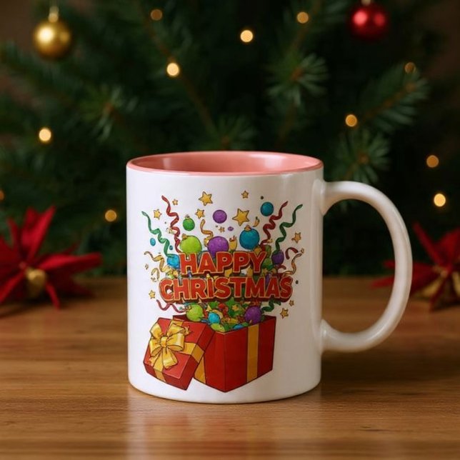 Christmas Exploding Gift Box Ornaments Two-Tone Coffee Mug (Creator Uploaded)