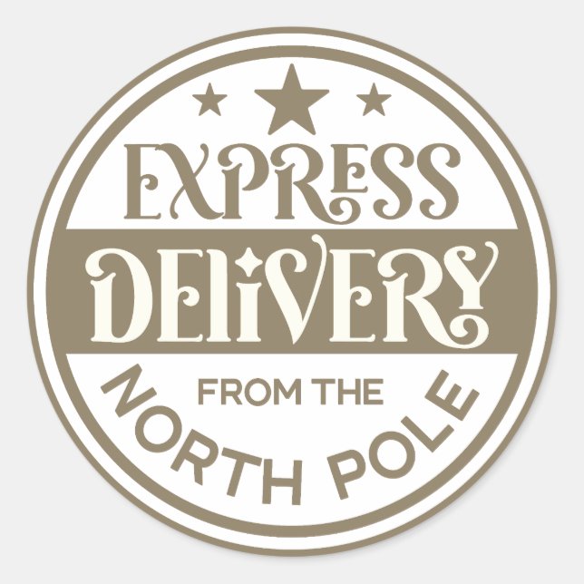 Christmas Express Delivery From The North Pole Classic Round Sticker (Front)