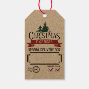 Christmas Express Special Delivery Checked Twice Gift Tags