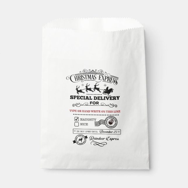 Christmas Express Special Delivery NAUGHTY Treat Favour Bag (Front)
