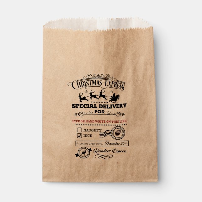 Christmas Express Special Delivery NICE Treat Favour Bag (Front)