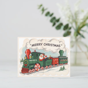 Christmas Express Train Vintage Postcard 