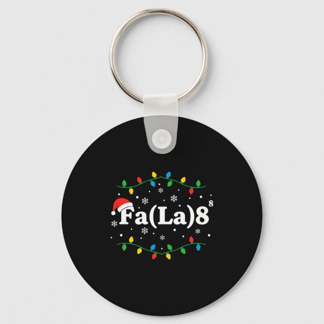 Christmas Fa(la) 8 Funny Caroling Lights Santa Hat Key Ring (Front)