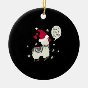 Christmas Fa la la la Lama gift Ceramic Ornament