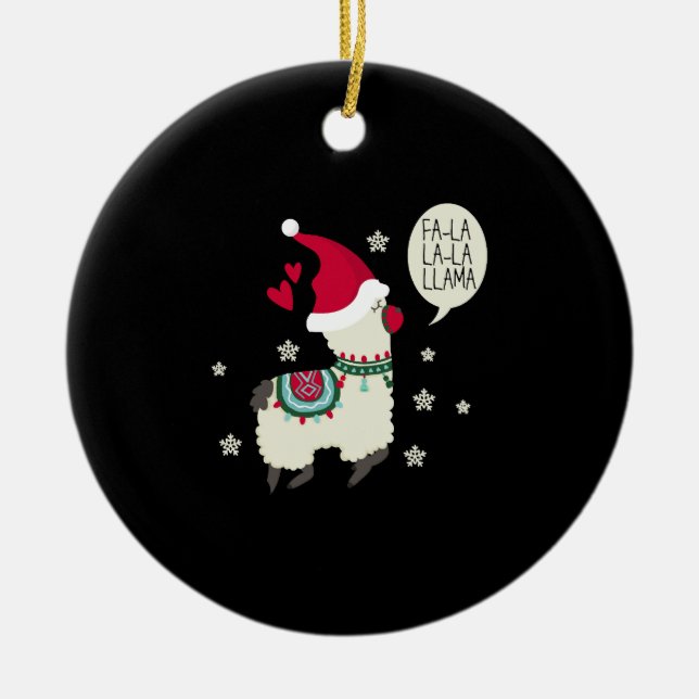 Christmas Fa la la la Lama gift Ceramic Ornament (Front)