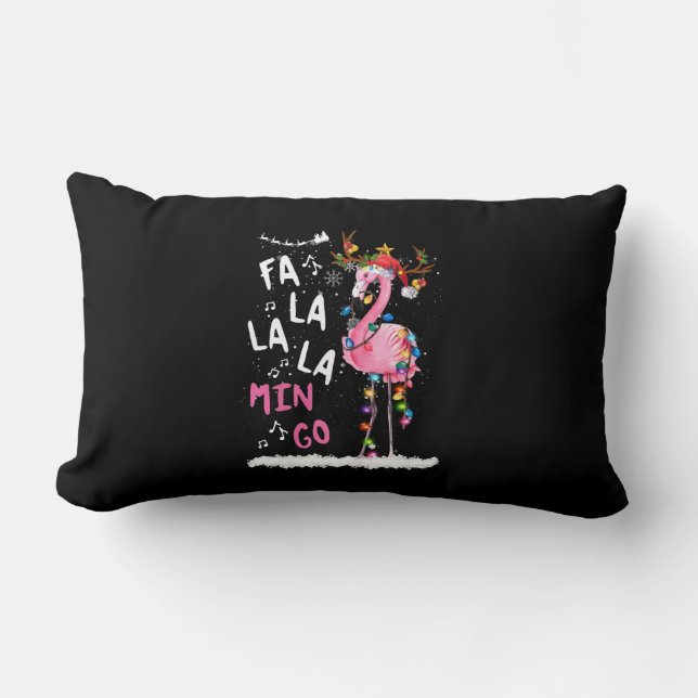 Christmas - Fa-La-La Mingo Flamingo With Christmas Lumbar Cushion (Front)