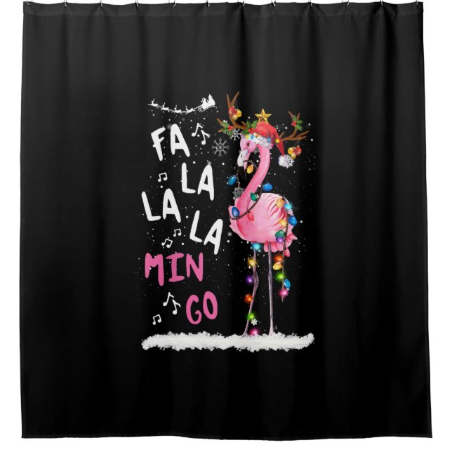 Christmas - Fa-La-La Mingo Flamingo With Christmas Shower Curtain (Front)
