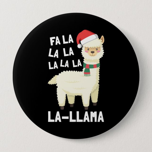 Christmas Fa La Llama Essential 10 Cm Round Badge (Front)